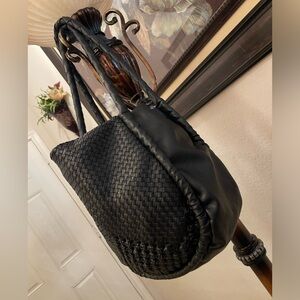 Braciano Black Textured Hobo Bag